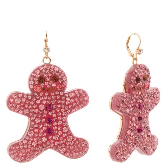⚜️Betsey Johnson Pink Rhinestone Encrusted Ginger Bread Earrings! NWT! - Picture 5 of 5